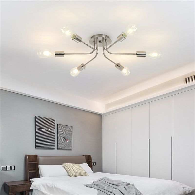 MMDH - Plafón de hierro moderno para salón Plateado..