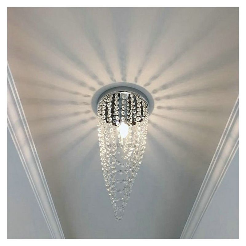 MMDH - Lámpara de araña led de cristal de pasillo largo para sala Cromo.