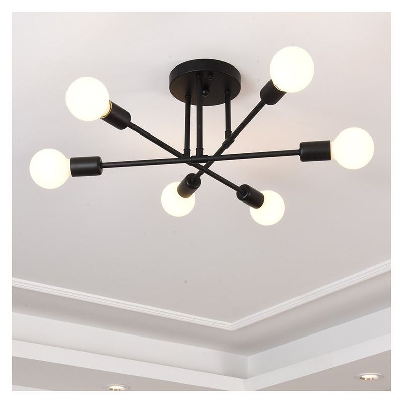 MMDH - Lámpara de araña led para sala de estar nórdica Negro 6