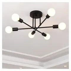 MMDH - Lámpara de araña led para sala de estar nórdica Negro 6