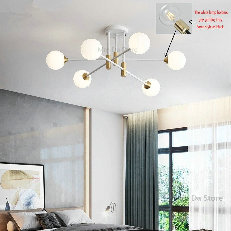 MMDH - Lámpara de techo moderna de lujo para el hogar -Blanco oro 6