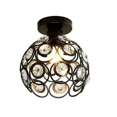 MMDH - Cristal k9 lámpara de techo led para pasillo -negro.