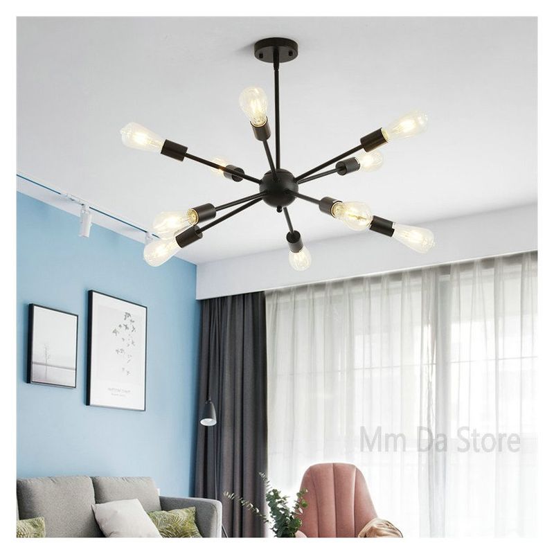 MMDH - Luz de techo de dormitorio de araña de sala de estar Negro 10