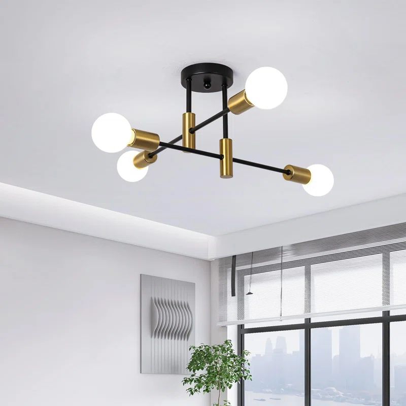 MMDH - Lámpara de techo moderna de lujo para el hogar e27 cla181-4 negro oro..