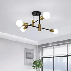 MMDH - Lámpara de techo moderna de lujo para el hogar e27 cla181-4 negro oro..