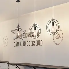 MMDH - Lámpara de techo led nordic star redonda para cocina negro Redondo.