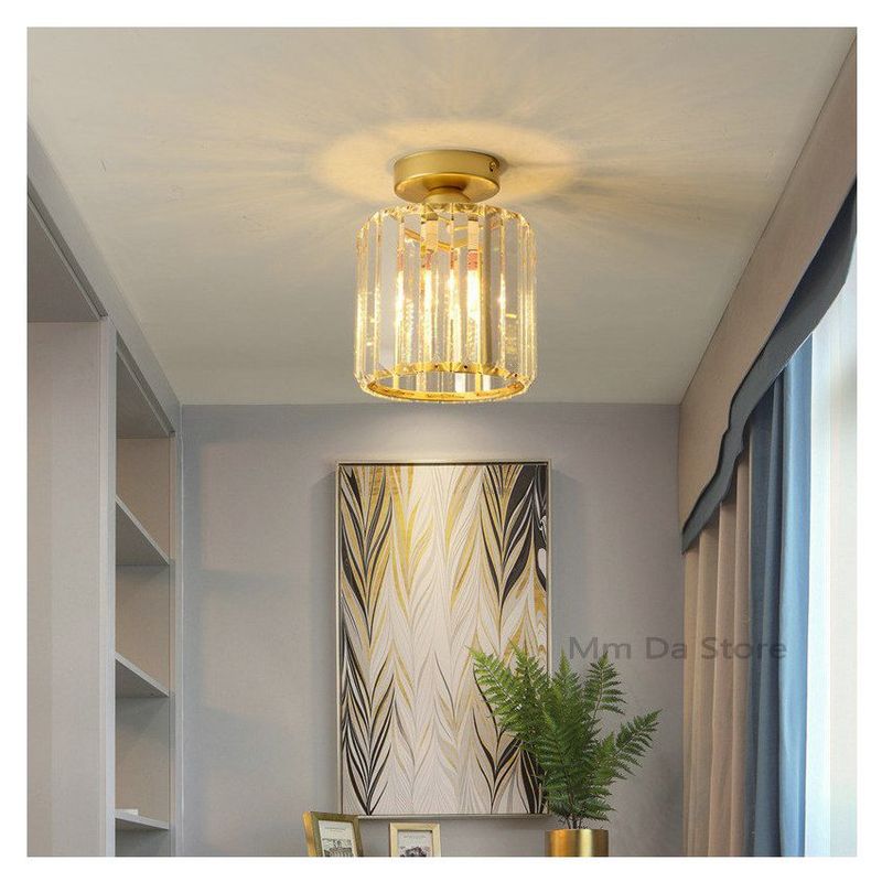 MMDH - Lámpara de techo led de pasillo de balcón de cristal Dorado GR1.