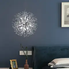 MMDH - Lámpara de araña de diente de león moderna para sala de estar-Cromo 8..