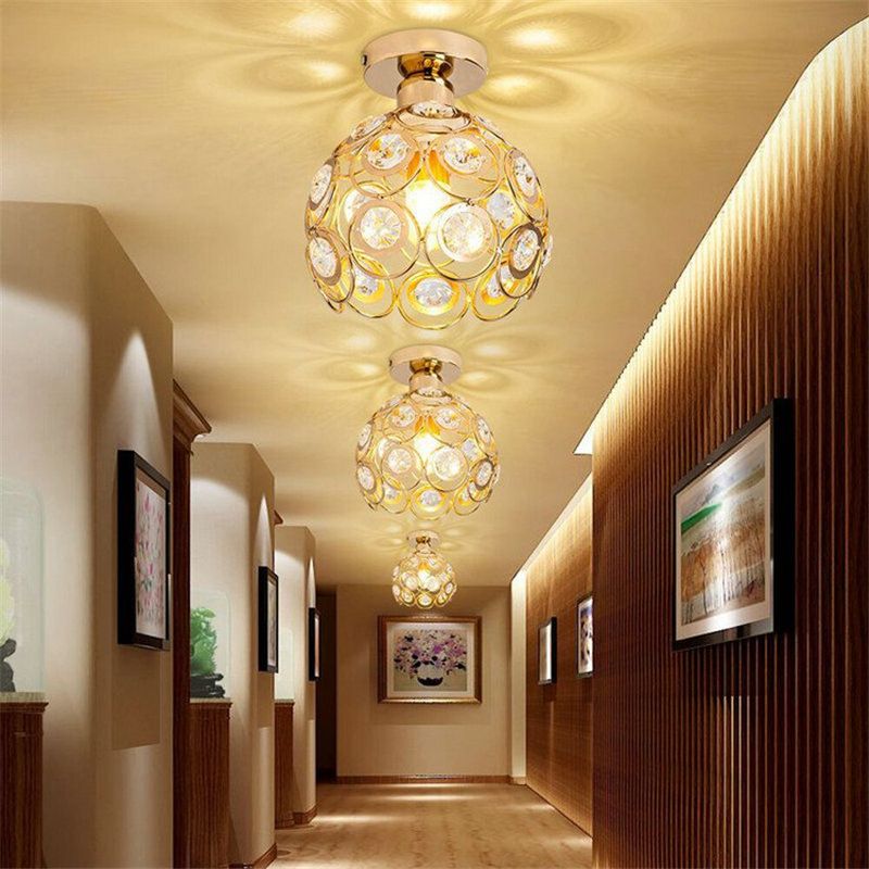 MMDH - Cristal k9 lámpara de techo led para pasillo Dorado..
