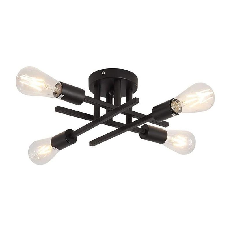 MMDH - Lámpara de techo moderna metálica de 4 focos - Negro.
