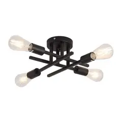 MMDH - Lámpara de techo moderna metálica de 4 focos - Negro.