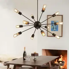 MMDH - Sala de estar led satélite lampara de techo estilo araña - Negra 10.