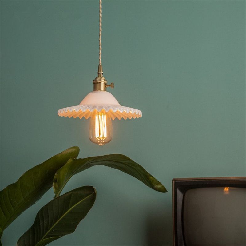MMDH - Lámpara led de cristal de cocina de restaurante retro Blanco..