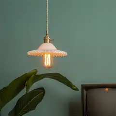 MMDH - Lámpara led de cristal de cocina de restaurante retro Blanco