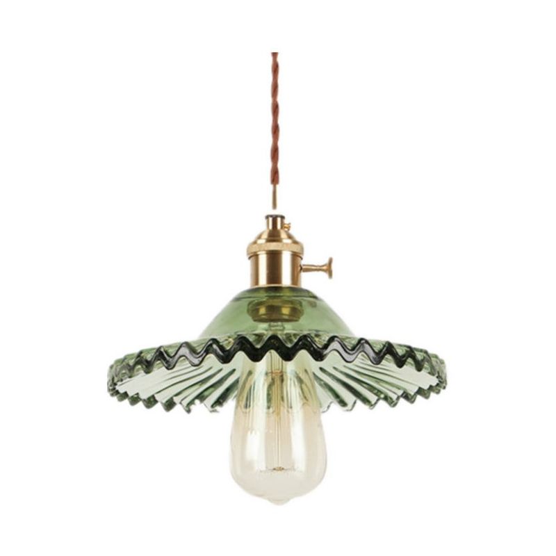 MMDH - Lámpara led de cristal de cocina de restaurante retro verde.