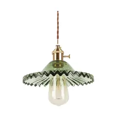 MMDH - Lámpara led de cristal de cocina de restaurante retro verde.