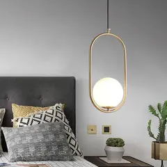 MMDH - Lámpara de techo led para sala de estar de vidrio dorado R1211.