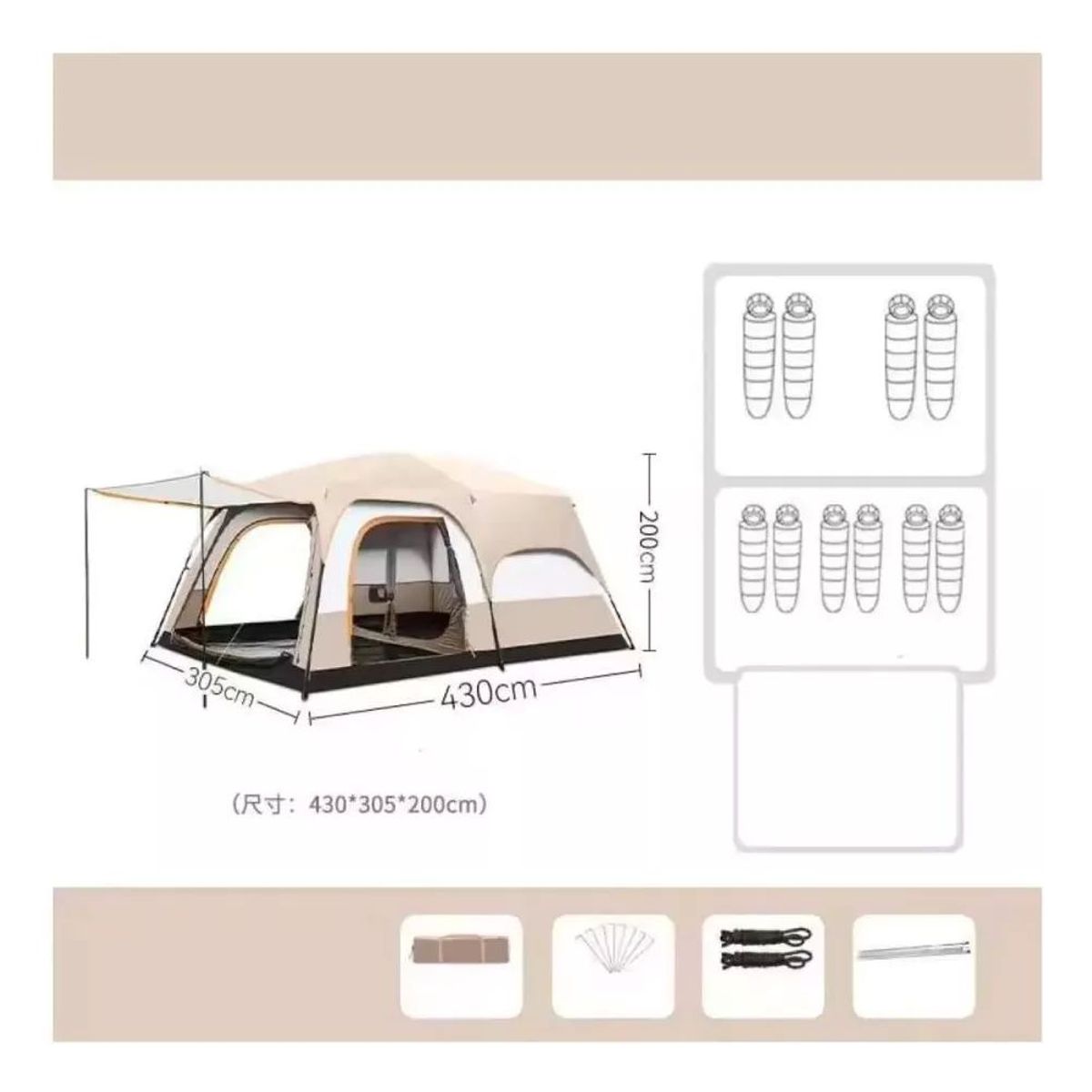 MUNDO MAGIA - Carpa Instant Familiar Amplia Para 8-12 Personas Double Capa