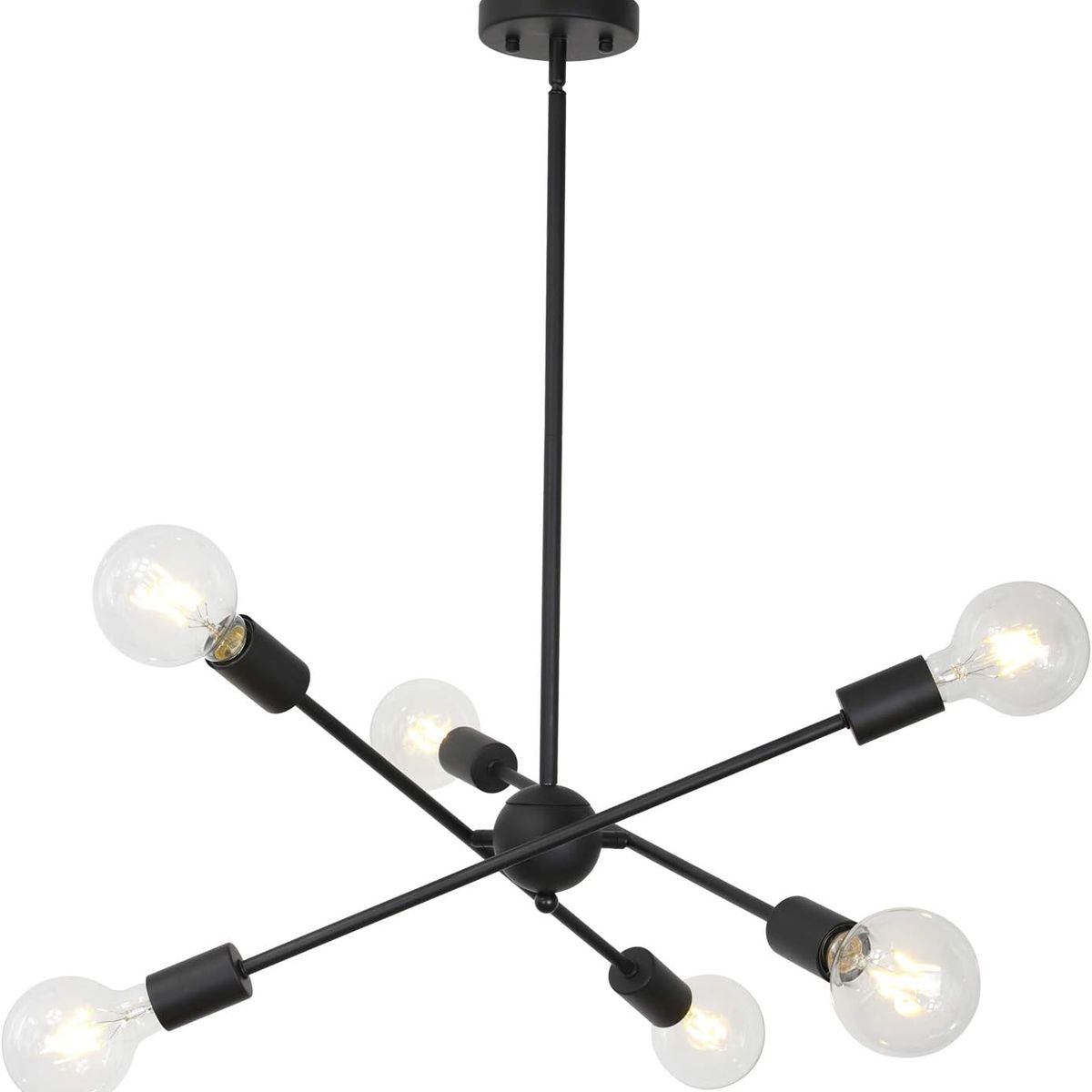 PUREPOWER - Lámparas de araña lujo iluminación colgante con 6 e27 Negro