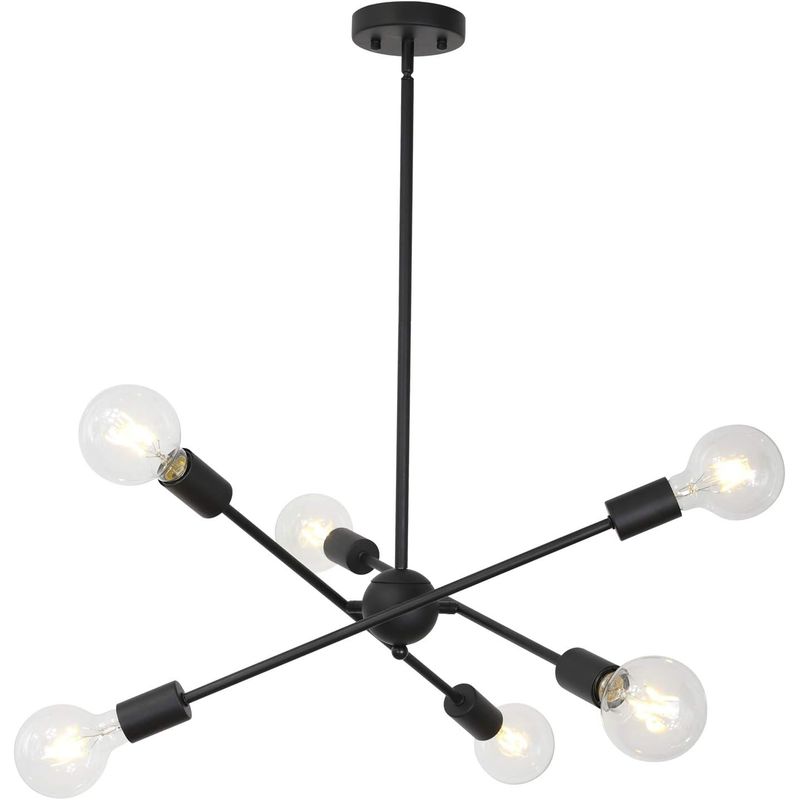 PUREPOWER - Lámparas de araña lujo iluminación colgante con 6 e27 Negro