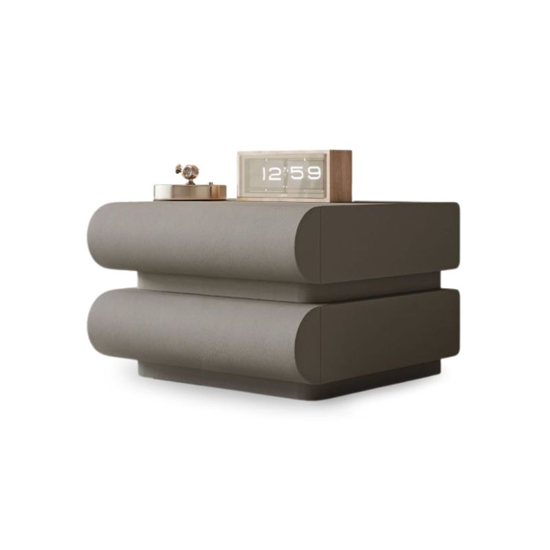 SANTU HOME & DECO - Velador Minimalista Gris claro Doble Cajon
