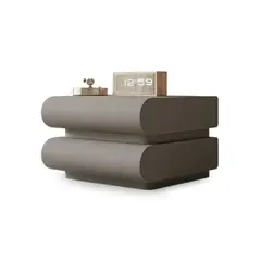 SANTU HOME & DECO - Velador Minimalista Gris claro Doble Cajon