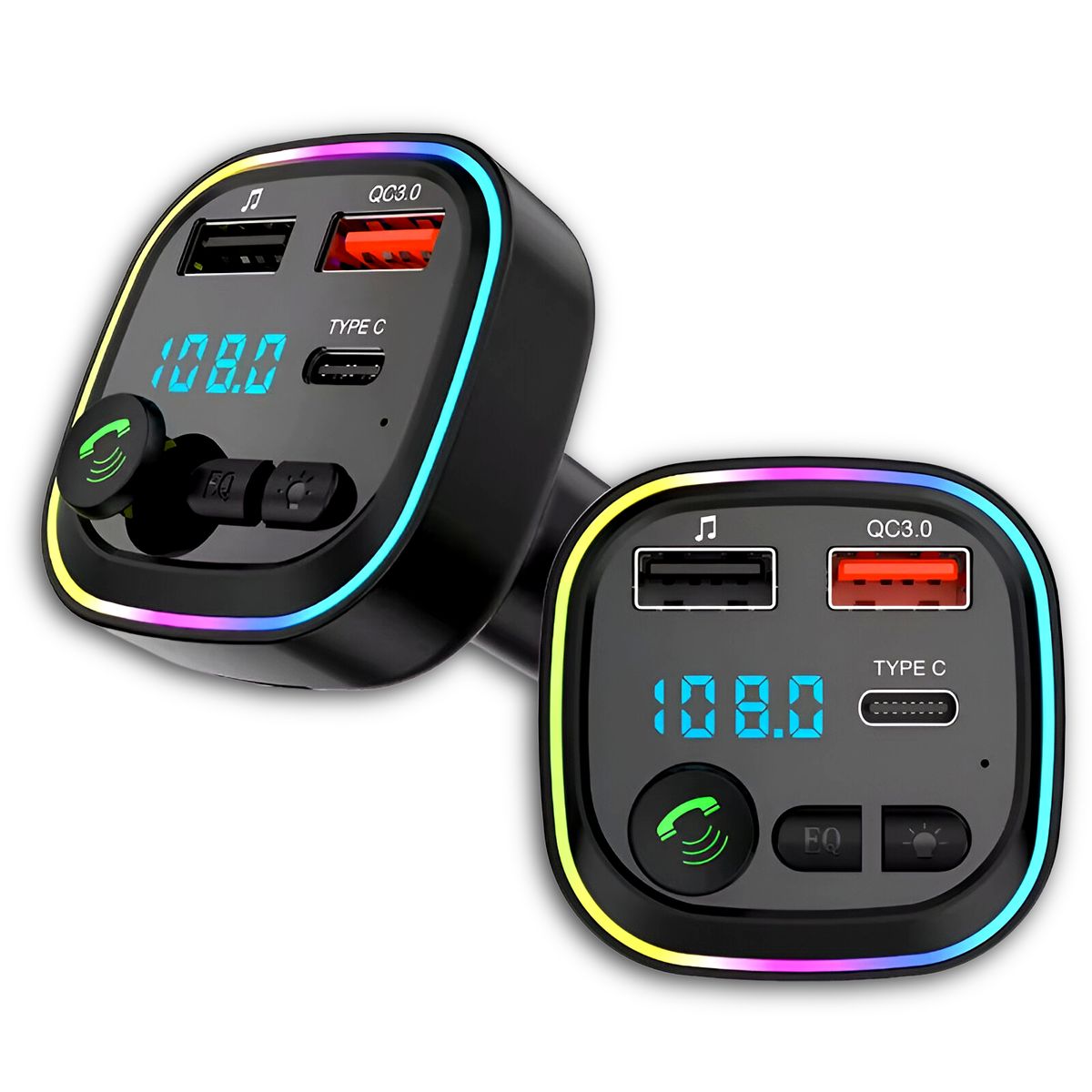 MLAB - Transmisor FM Bluetooth + Puerto Quick Charge 20W 1224V RGB