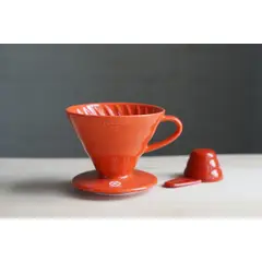 HARIO - Dripper V60 02 Cerámica Rojo - Filtro cónico para café