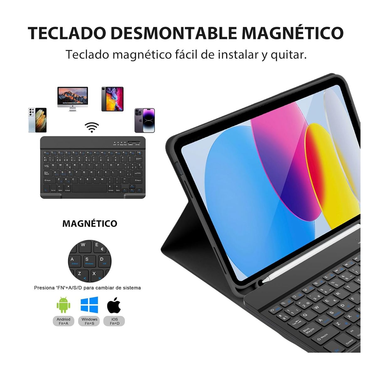 JOIGO - Funda Con Teclado Español Para iPad Air 11 M3 2025 Ranura Negro