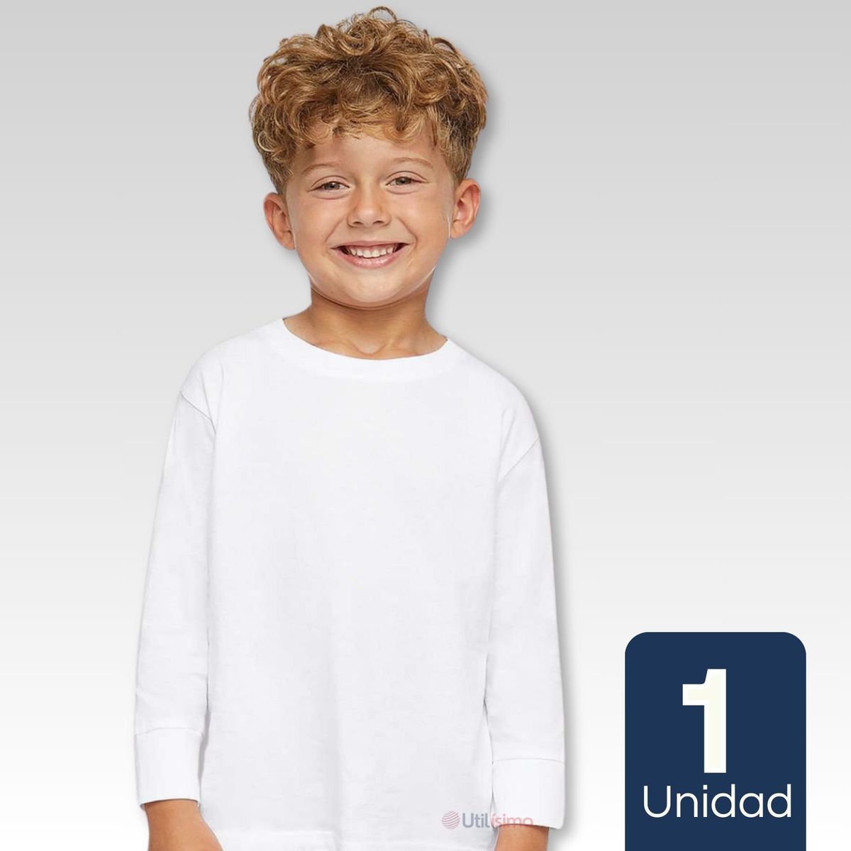UTILISIMO - Camiseta Polar Primera Capa Polera Blanco Invierno Niño