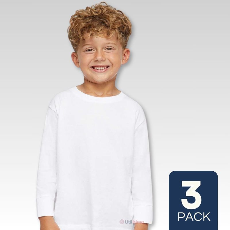 UTILISIMO - Pack 3 Camisetas Polar Primera Capa Polera Blanco Invierno Niño