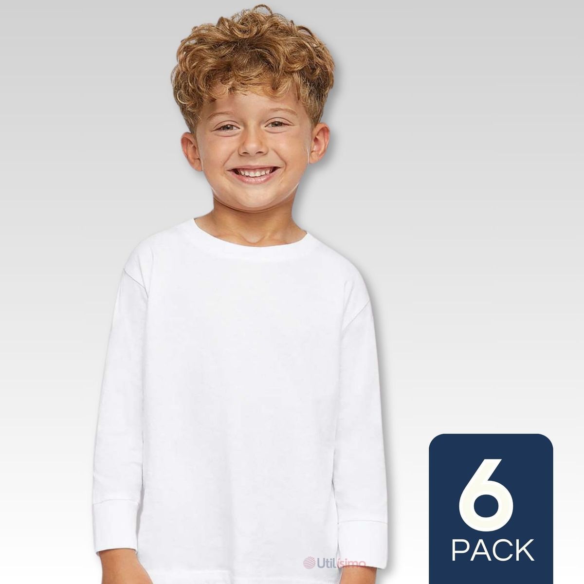 UTILISIMO - Pack 6 Camisetas Polar Primera Capa Polera Blanco Invierno Niño