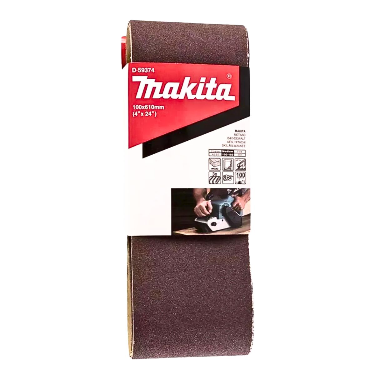 MAKITA - Lijas Banda 3unids 4x24'' 610x100mm Grano 100 Makita D-59374