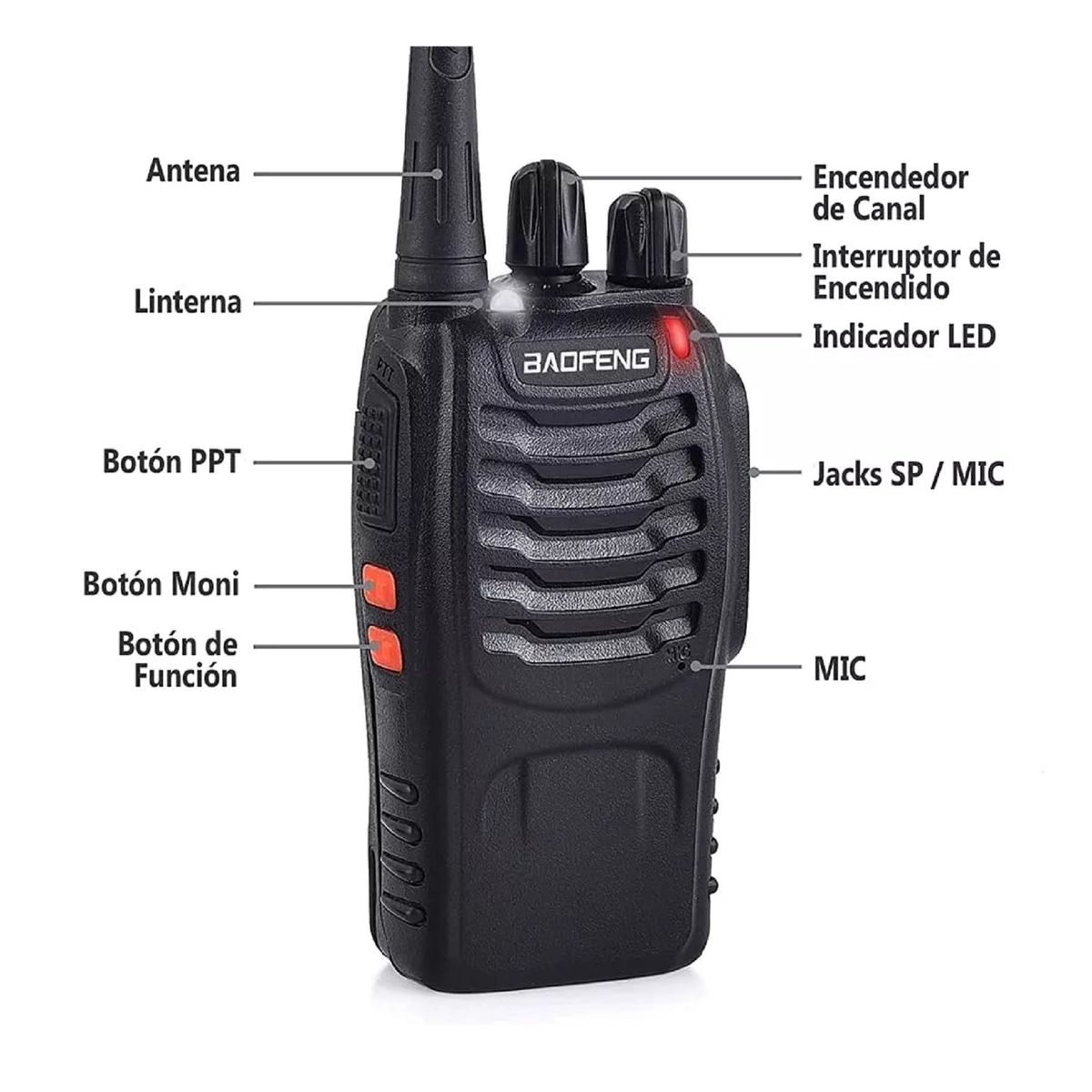 GENERICO - Walkie-talkie Baofeng BF-888S color negro 220V
