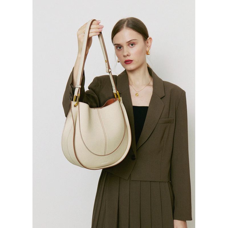 PUREPOWER - Bolso tipo sillín de piel auténtica para mujer