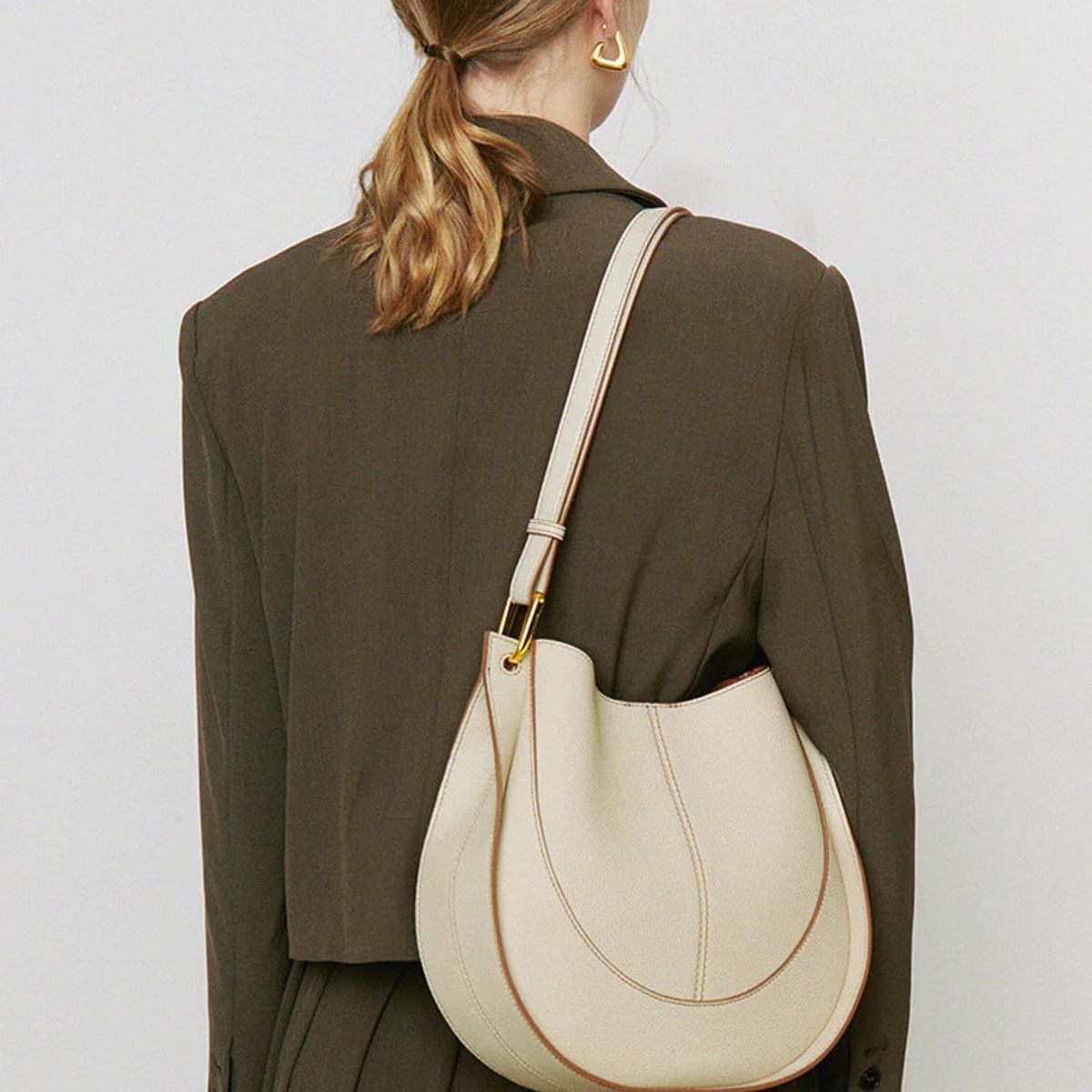 PUREPOWER - Bolso tipo sillín de piel auténtica para mujer