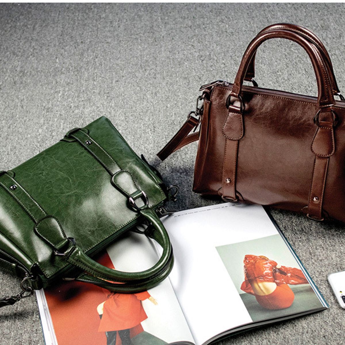 PUREPOWER - Bolso bandolera de mujer de gran capacidad en piel auténtica