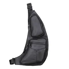 PUREPOWER - Mochila bandolera de piel auténtica bolso casual para hombre
