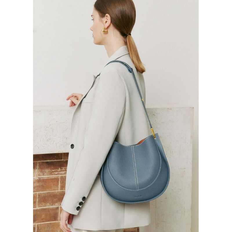 PUREPOWER - Bolso tipo sillín de piel auténtica para mujer