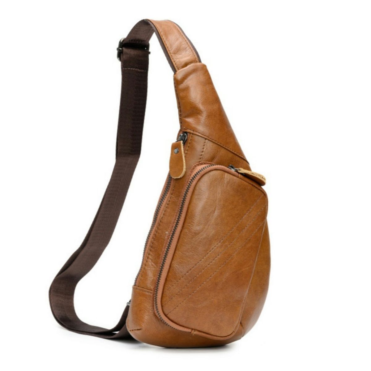 PUREPOWER - Mochila bandolera de piel auténtica bolso casual para hombre