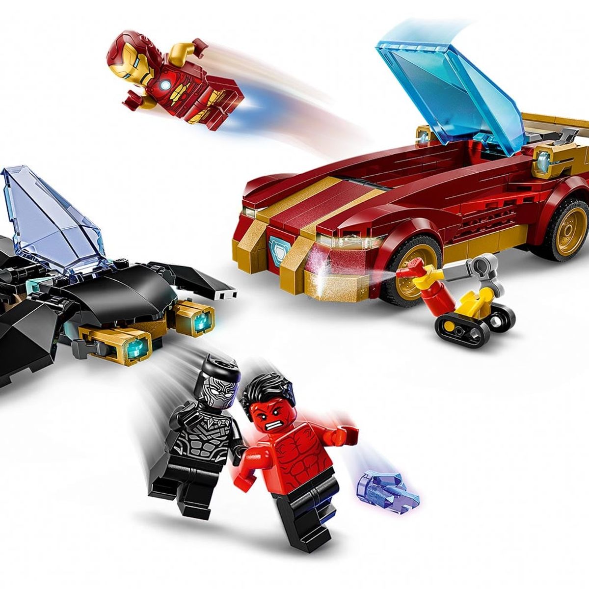 LEGO - LEGO Deportivo de Iron Man y Black Panther vs. Hulk Rojo