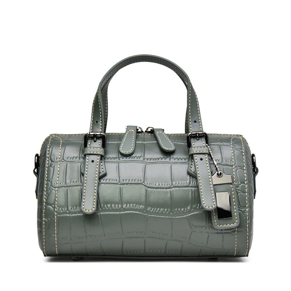 PUREPOWER - Bolso de mano de piel de vacuno con estampado de cocodrilo