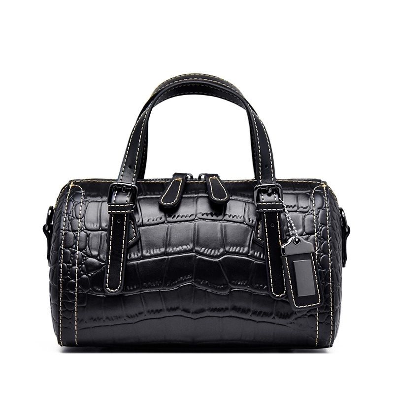 PUREPOWER - Bolso de mano de piel de vacuno con estampado de cocodrilo