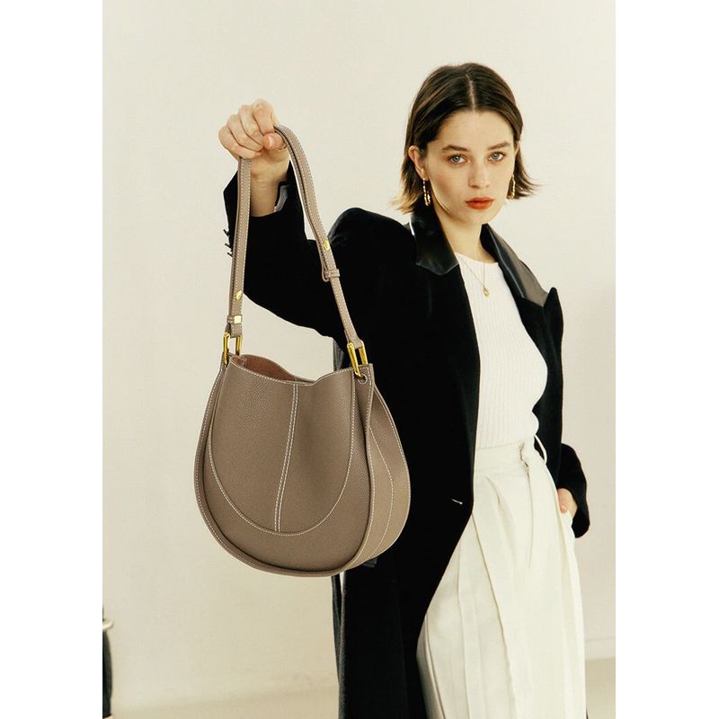 PUREPOWER - Bolso tipo sillín de piel auténtica para mujer