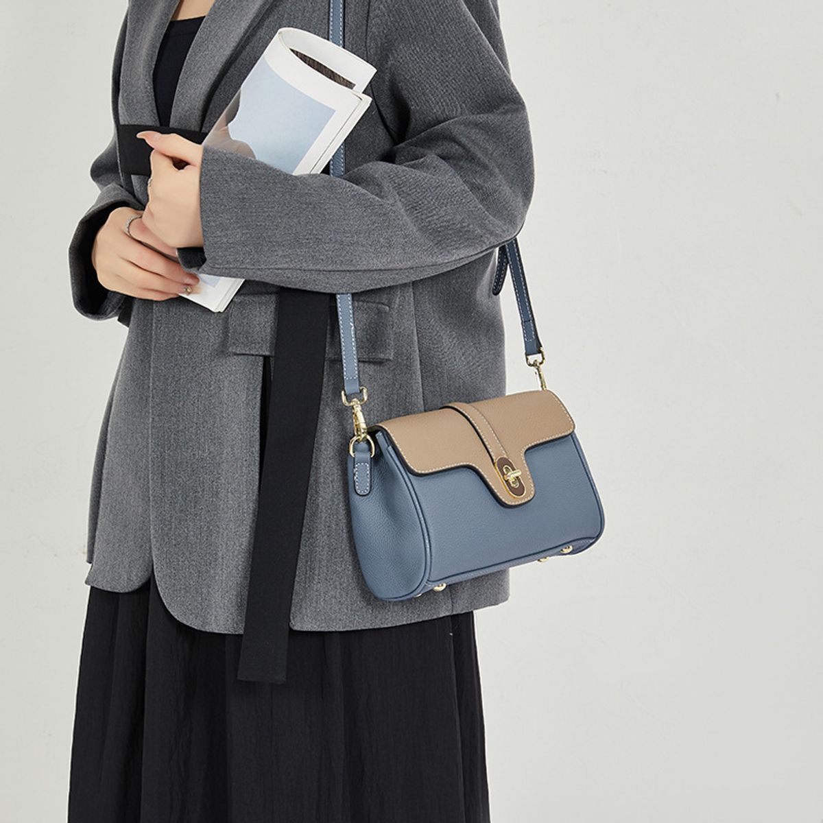 PUREPOWER - Bolsa pequena quadrada de couro genuíno bolsa crossbody de ombro