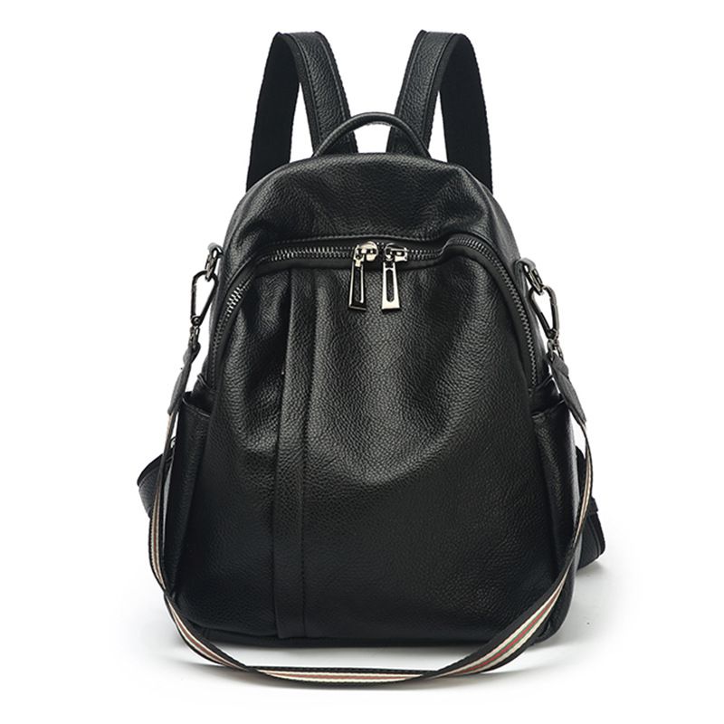 PUREPOWER - Mochila de moda de color liso mochila de mujer de cuero genuino