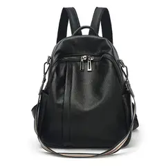 PUREPOWER - Mochila de moda de color liso mochila de mujer de cuero genuino