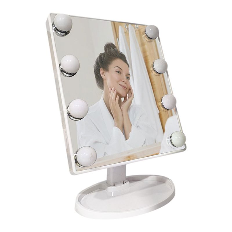 GENERICO - MINI ESPEJO HOLLYWOOD DE TOCADOR CON 8 LUCES Y USB