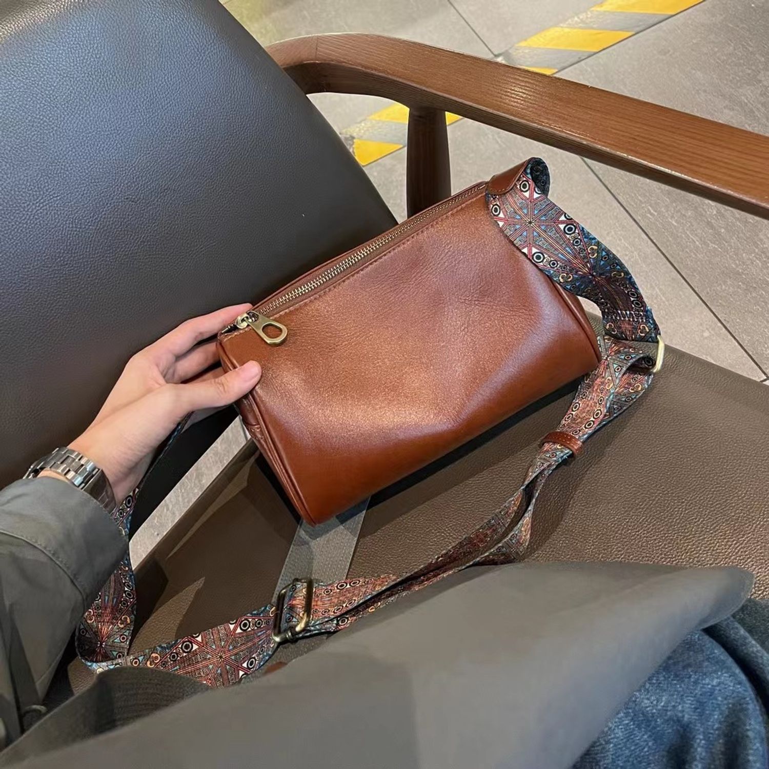 Brownie Bolso Azul Marino Nylon PUREPOWER Bolso De Almohada Retro