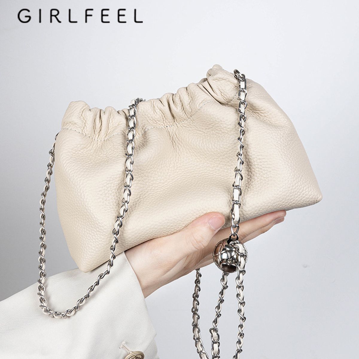 PUREPOWER - Bolso bandolera pequeño de mujer con cadena de piel